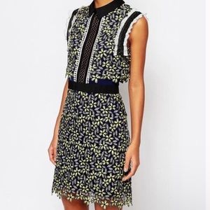 Self portrait navy and hello embroiled dress